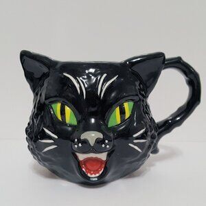 NEW Williams Sonoma Spooky Figural Black Cat Halloween Mug NIB